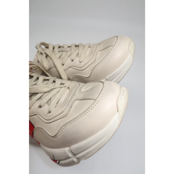 Gucci Leather Rhyton Mouth Print Lace-Up Low Top Sneakers Ivory Size 5.5 - Picture 9 of 16